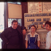 Group portrait with Milton Karas?, Owner, waitress, and restaurant worker, Plaza de Athena I