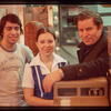 Group portrait with restaurant worker, waitress, and Milton Karas?, Owner, Plaza de Athena I
