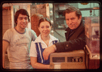 Group portrait with restaurant worker, waitress, and Milton Karas?, Owner, Plaza de Athena I