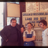 Group portrait with Milton Karas?, Owner, waitress, and restaurant worker, Plaza de Athena I