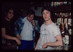 Group portrait with man in black t-shirt, Milton Karas?, Owner, and restaurant worker, Plaza de Athena I