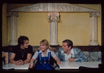 Group portrait with man in black t-shirt, waitress and Milton Karas?, Owner, Plaza de Athena II