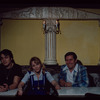 Group portrait with man in black t-shirt, waitress and Milton Karas?, Owner, Plaza de Athena II