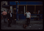 Storefront, Grecian Souvlaki, with man and dachshund