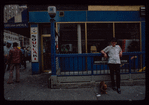 Storefront, Grecian Souvlaki, with man and dachshund