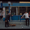 Storefront, Grecian Souvlaki, with man and dachshund