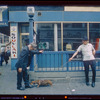Storefront, Grecian Souvlaki, with man and dachshund