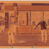 Storefront, Grecian Souvlaki, with man and dachshund