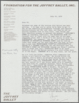Letter from Mary Whitney to Robert Joffrey regarding Jiri Kylian