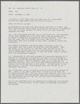 Memorandum regarding logistics of Joffrey Ballet's appearance in the Macy's Thanksgiving Day Parade