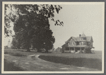 Old Pierce Butler farmhouse (nearly hidden by trees). Hay Ground … New residence on right occupies site of former barn. Bridgehampton, Southampton
