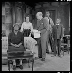 Claudia McNeil, Diana Sands, John Fiedler, Sidney Poitier and Glynn Turman in the stage production A Raisin in the Sun