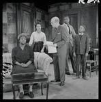 Claudia McNeil, Diana Sands, John Fiedler, Sidney Poitier and Glynn Turman in the stage production A Raisin in the Sun