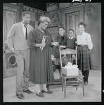 Sidney Poitier, Claudia McNeil, Ruby Dee, Glynn Turman and Diana Sands in the stage production A Raisin in the Sun
