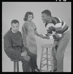 Lonne Elder III, Ruby Dee and Sidney Poitier in studio photo for the stage production A Raisin in the Sun