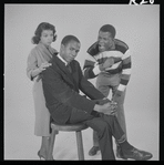 Ruby Dee, Ivan Dixon and Sidney Poitier in studio photo for the stage production A Raisin in the Sun
