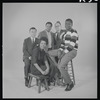 Lorraine Hansberry, David J. Cogan, Lloyd Richards, Philip Rose and Sidney Poitier in studio photo for the stage production A Raisin in the Sun