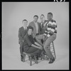 Lorraine Hansberry, David J. Cogan, Lloyd Richards, Philip Rose and Sidney Poitier in studio photo for the stage production A Raisin in the Sun