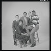 Lorraine Hansberry, David J. Cogan, Lloyd Richards, Philip Rose and Sidney Poitier in studio photo for the stage production A Raisin in the Sun