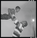 Glynn Turman and Sidney Poitier in studio photo for the stage production A Raisin in the Sun