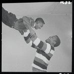 Glynn Turman and Sidney Poitier in studio photo for the stage production A Raisin in the Sun