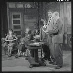 Ruby Dee, Claudia McNeil, Charles Richardson, Ossie Davis and John Fiedler in the stage production A Raisin in the Sun