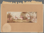 Three female dancers with putti in a landscape