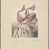 Romantic era ballerina in backbend wearing wings and swirling a pink scarf