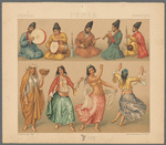 Images of ethnic dancing from illustrated books and series