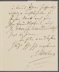 Letter from Johannes Brahms to unidentified correspondent