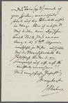 Letter from Johannes Brahms to unidentified correspondent