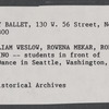 William Weslow, Rowena Mekar, Robert Joffrey, Patricia Peters, and Gerald Arpino, students in front of Mary Ann Wells's School of the Dance in Seattle, Washington