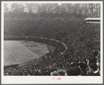 There was a crowd of 52,000 people in Duke University Stadium on day of Duke-Carolina football game. Durham, North Carolina