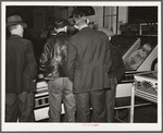 Farmers must often wait overnight or for several days before their tobacco is sold at auction. They sometimes hang around in cafes or pool rooms, sleeping most anywheres. Durham, North Carolina