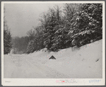 Highway during blizzard near Brattleboro, Vermont