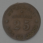 Civil War token issued to US Colored Infantry, 25-cents