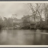 View of Mill Pond and rear of S. Carman house. North side Montauk Highway. Barns on left. South Haven, Brookhaven