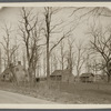 Isaac Mills house, later Nathaniel Tuthill house. East side road to Middle Island, north of D.D. Swezey house and Main Street. At right of house is former schoolhouse, moved here. Yaphank, Brookhaven