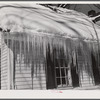 Icicles hanging from roof of house in Woodstock, Vermont