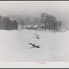 Farm during snowstorm near Barnard, Windsor County, Vermont