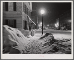 Center of town. Woodstock, Vermont. "Snowy night"