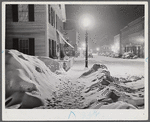Center of town. Woodstock, Vermont. "Snowy night"