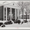 Town hall on day of town meeting. Woodstock, Vermont