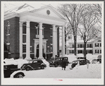 Town hall on day of town meeting. Woodstock, Vermont