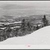 The Presidents Range of White Mountains, seen from top of Cranmore Mountain. New Hampshire