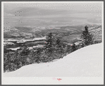 The Presidents Range of White Mountains, seen from top of Cranmore Mountain. New Hampshire