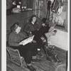 Skiers from Boston, Massachusetts, relaxing in lodge living room at North Conway, New Hampshire