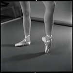 Yvonne Mounsey (?) modeling pointe shoes