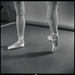 Yvonne Mounsey (?) modeling pointe shoes