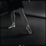 Yvonne Mounsey (?) modeling pointe shoes